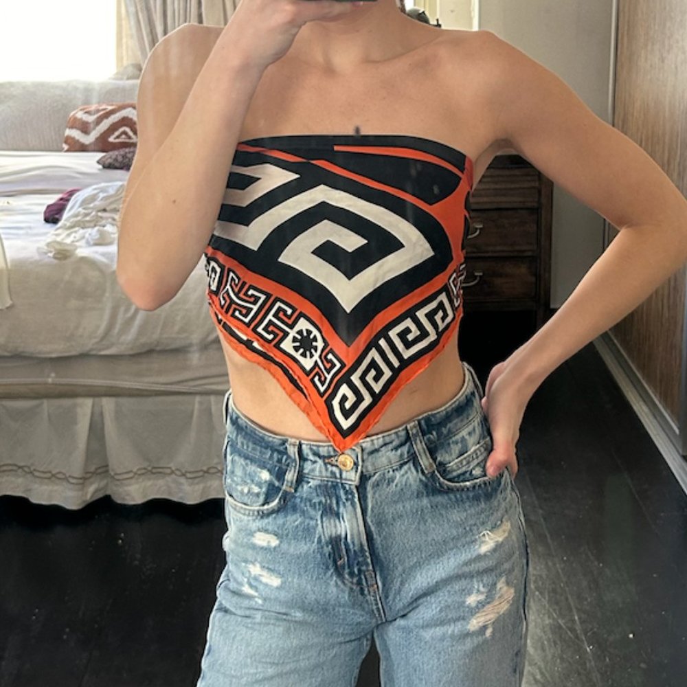 Versace Silk Logo Scarf / Top